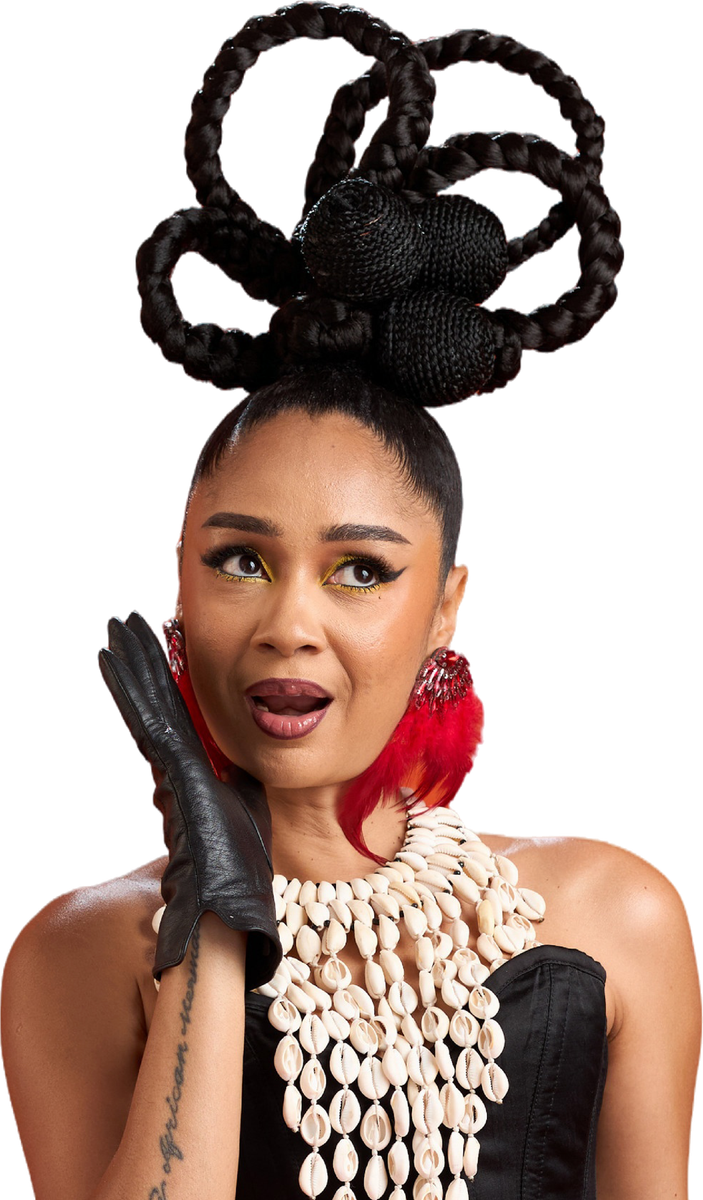OWO Day guest in a cowrie-shell necklace